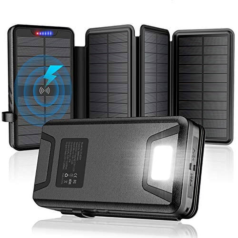 Solar Charger,Solar Power Bank,35800mAh with Dual 3.1A Outputs QI