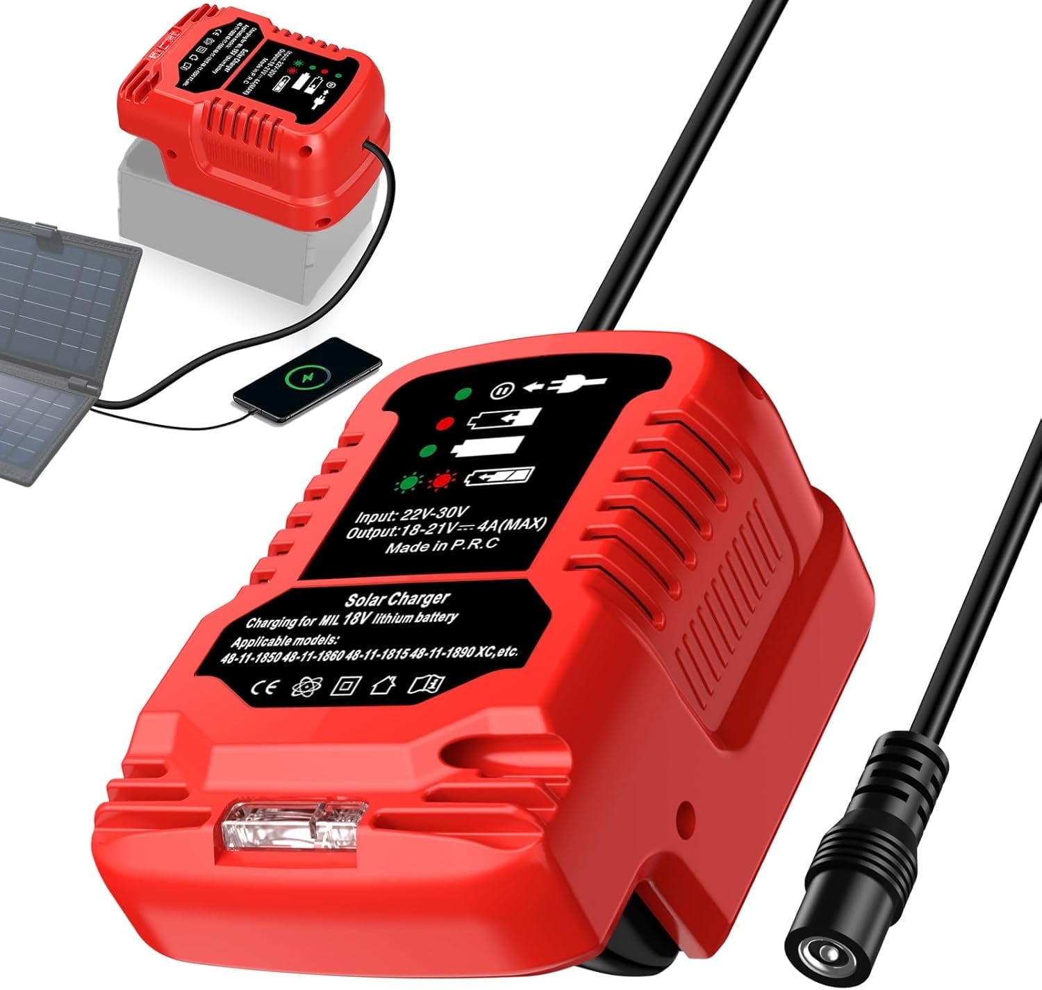 Solar Charger Adapter for Craftsman 20V  Battery,Portable,Outdoor Work,Camping