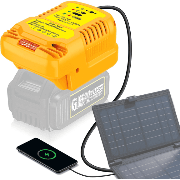 Solar Charger Adapter for Dewalt 20V/60V Battery,Portable,Outdoor Work,Camping