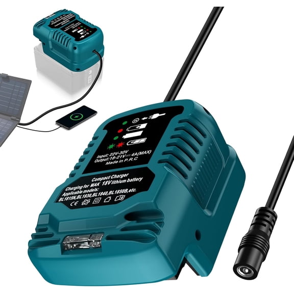 Solar Charger for Ma*kita 18V LXT Battery, Input 22V-30V, Output 21V 4A Max, Portable Outdoor Solar Charging Adapter for Ma*kita 18V Power Tool Batteries
