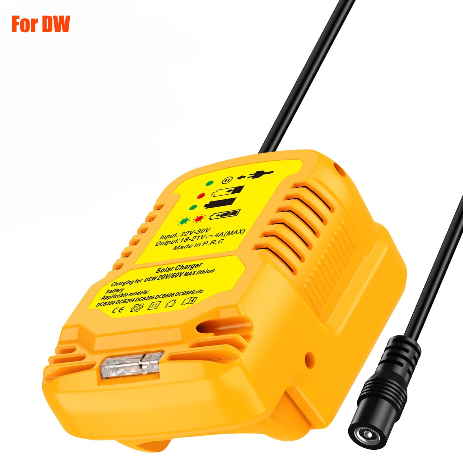 Solar Charger Portable Cordless Tool Battery Charger Compatible for De*walt 20V Li-ion Batteries for Solar Panels