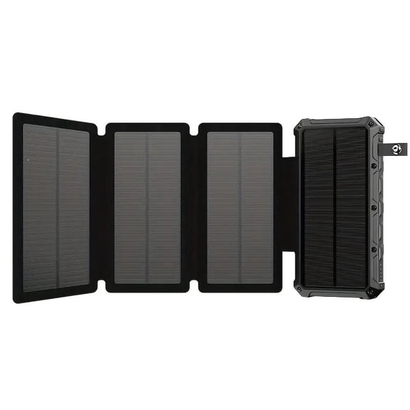Solar Charger Power Bank 20000mAh with 3 Foldable Panels, Solar Portable Phone Charger, External Battery Pack with USB-C in/Output & Flashlight for Outdoor Camping