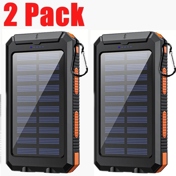 Solar Charger Power Bank 30000mAh, Dual USB Fast Charging, Portable Solar Panel with LED Flashlight, Emergency External Battery for Hiking, Christmas Gift