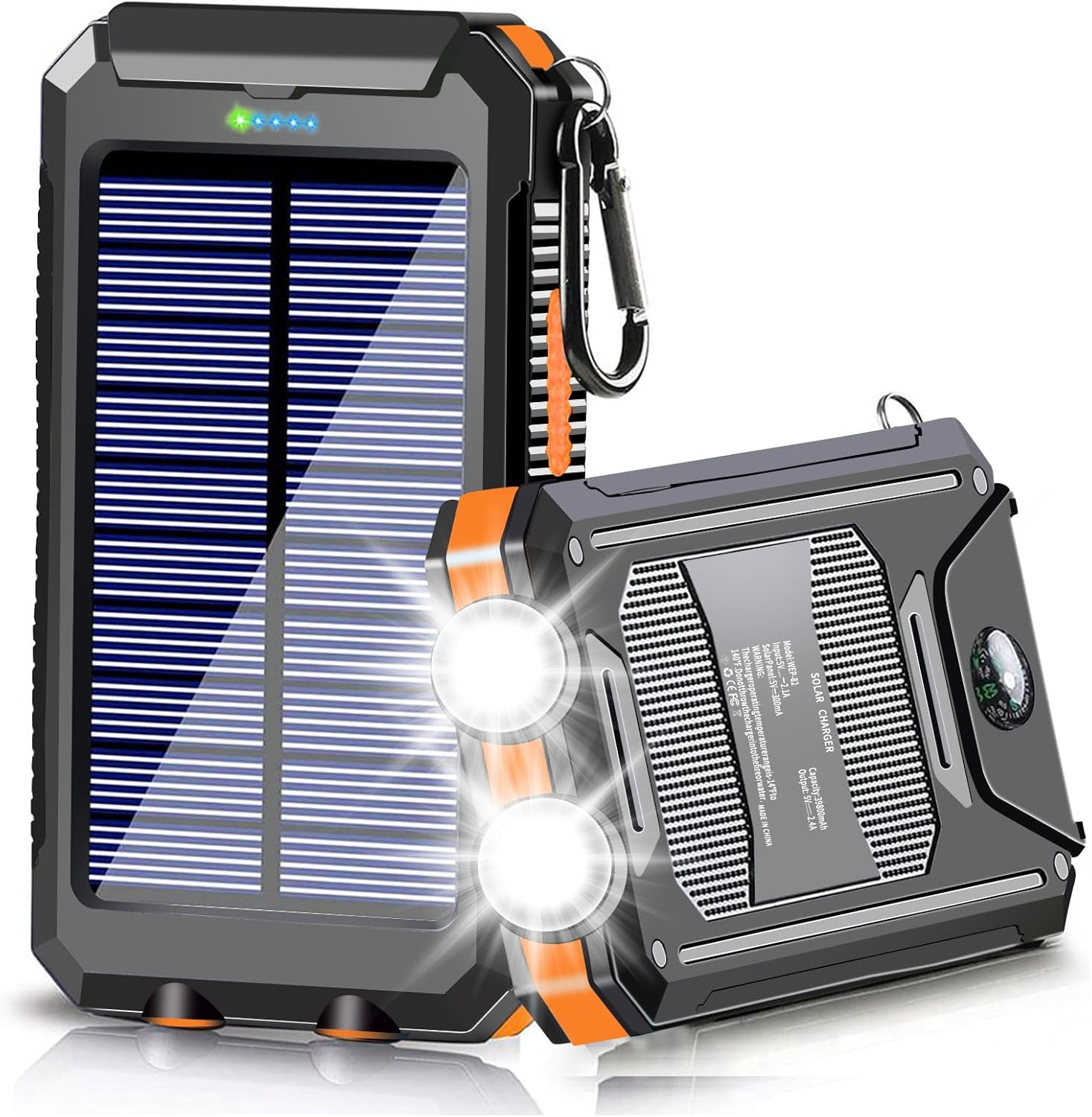 Solar Charger Power Bank, 39800mAh Portable Charger Fast Charger USB C Port Built-in Led Flashlight and Compass for All Cell Phone and Electronic Devices