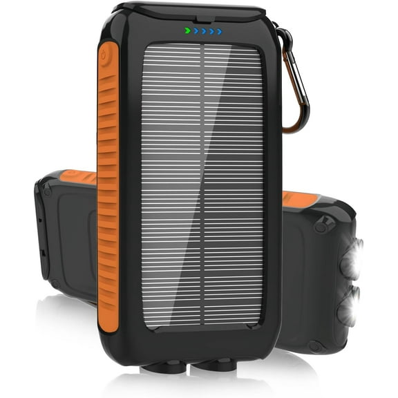 Solar Charger Power Bank 49800mAh - Portable Fast Charging Power Bank with Type-C & Dual USB Ports, Compatible with iPhone, Samsung & More, Waterproof Solar Panel for Camping, Hiking, and Outdoor Use