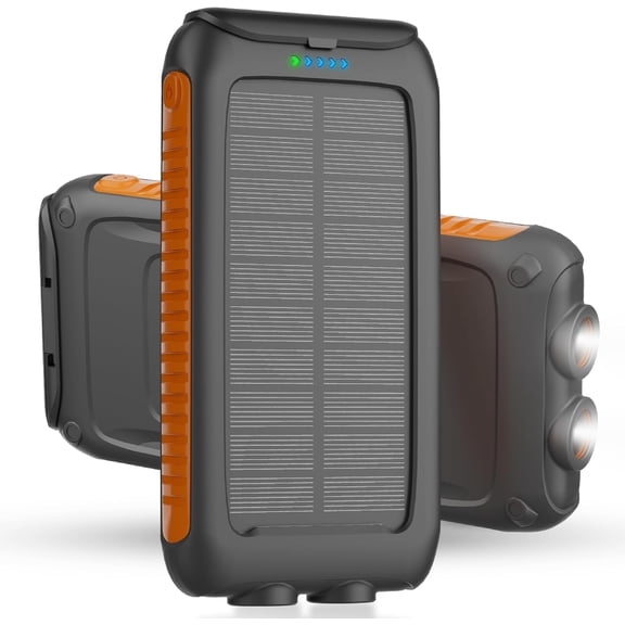 Solar Charger Power Bank 49800mAh, Portable Phone with 2 USB-A & USB-C Ports, 15W Fast Charging for iPhone, Samsung and More, Dual Flashlightfor Camping, Travel Emergency Backup