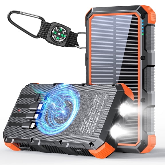 Solar Charger Power Bank 49800mAh Wireless Charger QC 3.0 Fast Charging Power Bank 8 Outputs 4 Inputs Solar Portable Charger Compatible with All Mobile Devices,SOS/Strobe/Strong Flashlights