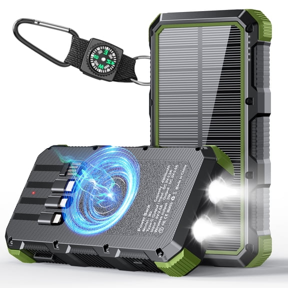 Solar Charger Power Bank 49800mAh Wireless Charger QC 3.0 Fast Charging Power Bank 8 Outputs 4 Inputs Solar Portable Charger Compatible with All Mobile Devices,SOS/Strobe/Strong Flashlights
