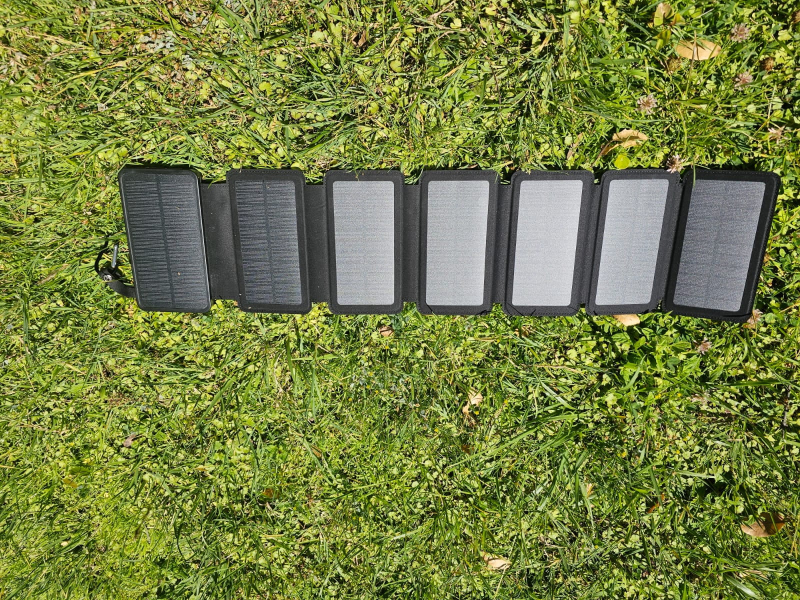 Solar Charger Seven Panels 10.5 Watt 20000mAh Portable Power Bank with LED Light Flashlight Dual 5V USB Ports for Outdoor Camping Hiking (Black)