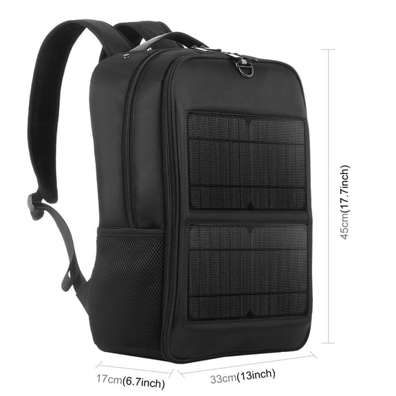 Solar Charging Backpack 14W With USB Port, Theft Proof Laptop Backpack 20L Water Resistant, Travel Hiking College Backpack For Men & Women (Black)