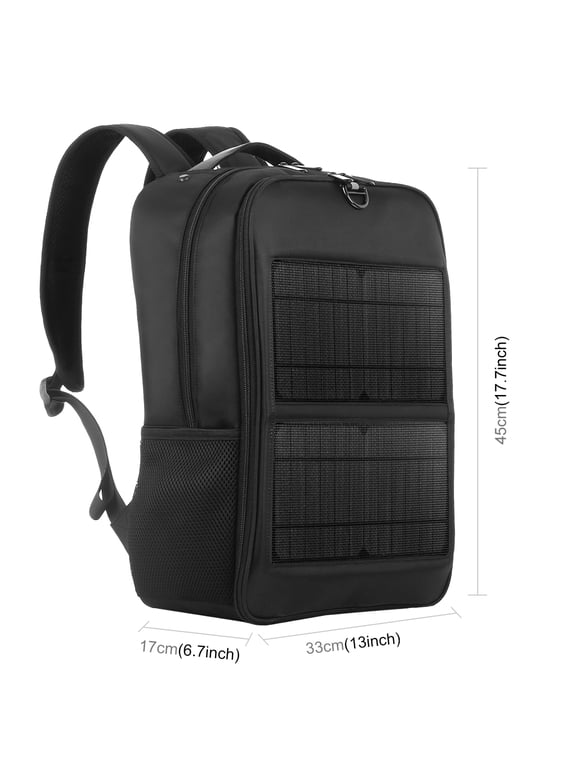 Solar Charging Backpack 14W With USB Port, Theft Proof Laptop Backpack 20L Water Resistant, Travel Hiking College Backpack For Men & Women (Black)