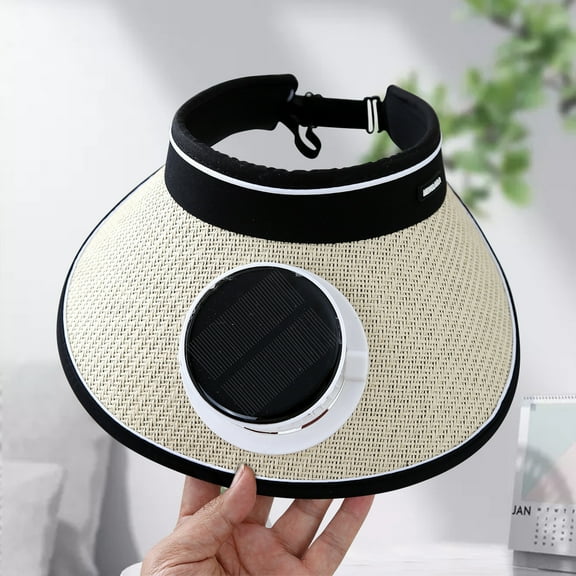 Solar Charging Fan Hat Outdoor Sports Sun Hat Adjustable Fan Speed Summer Cooling Cap Wide Brim Sun Protection Fishing Headwear Breathable Mesh Design