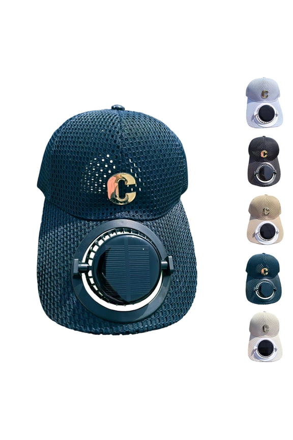 Solar Charging Fan Hat Summer Extended Brim Mesh Breathable Solar Powered Baseball Cap with Cooling Fan