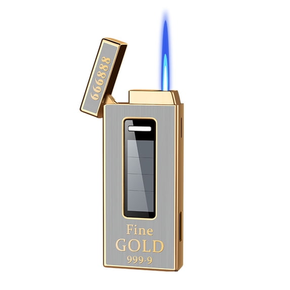 Solar Charging Inflatable Lighter, Windproof Metal Lighter for Emergency Outdoor Survival Kits