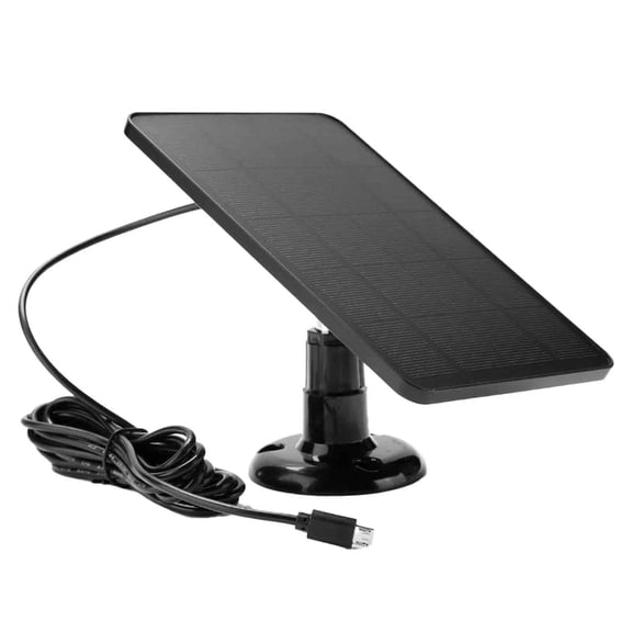 Solar Charging Panel for Cameras and Doorbells with USB-C and Micro USB Ports, 4W Waterproof Solar Charger with 360° Adjustable Mount, Compatible with 5V Outdoor Rechargeable Battery Devices