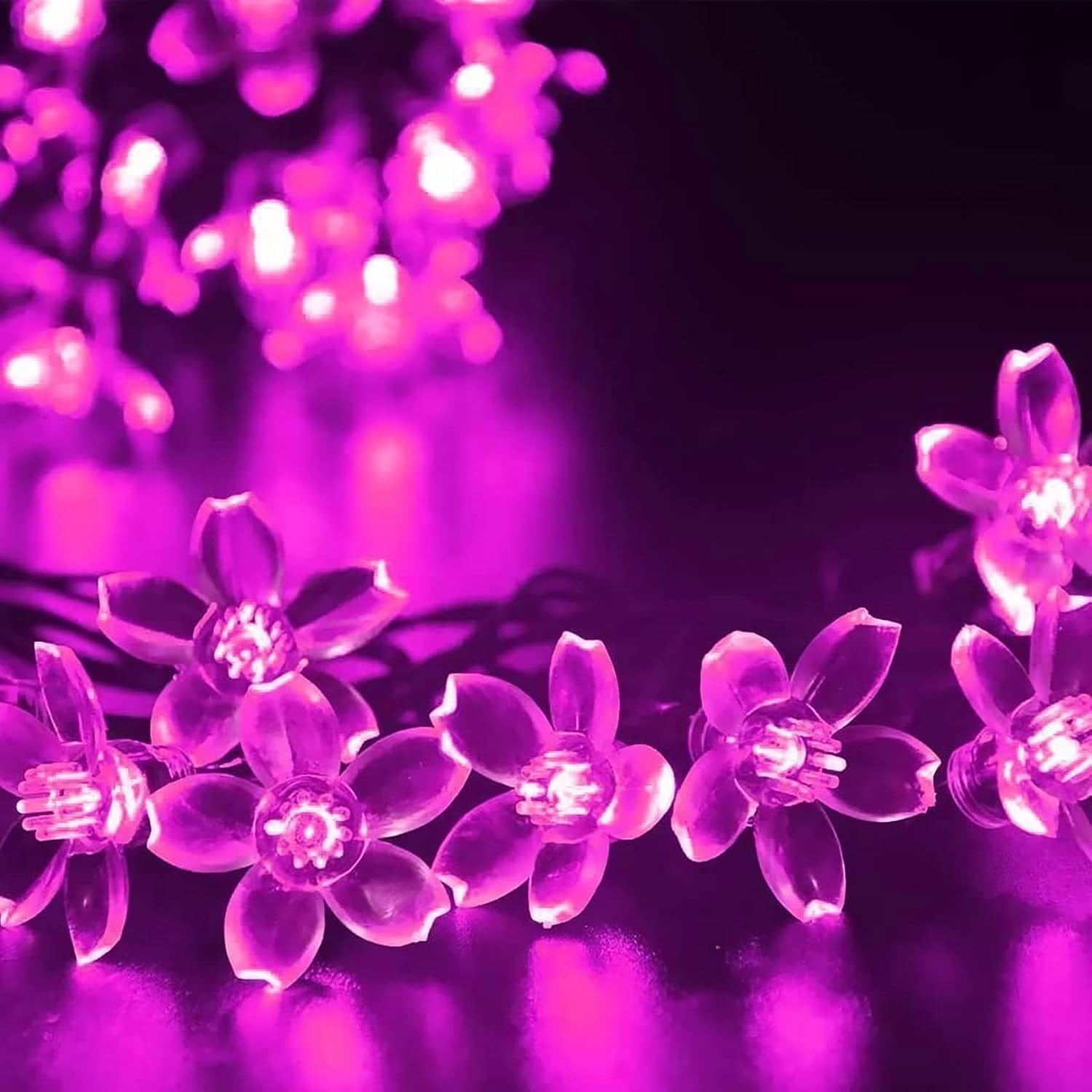 Solar Cherry Blossom Light String, 16FT 20 LED Waterproof Flower Fairy Lights with 8 Modes, Solar Powered Outdoor Garden Lights for Wedding, Christmas, Patio, Home Decor