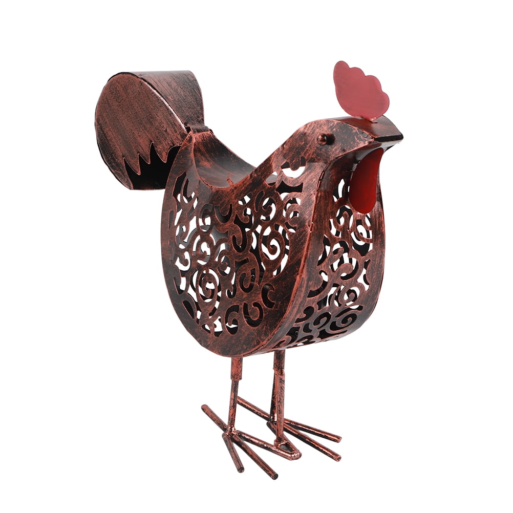 Solar Chickens Light Wrought Iron Retro Chickens Led Lamp Hollow Out Lantern Light Garden Decor