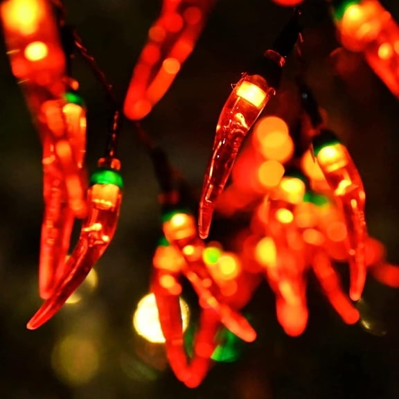 Solar Chili String Lights, 12M 100LED Waterproof Red Chili Pepper Fairy Lights for Patio, Garden, Party & Christmas Decor,Decorative Solar Powered Outdoor String Lights