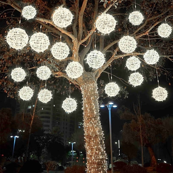 Solar Christmas Ball Lights for Tree Outdoor Lights Solar Sphere String Lights Outside for Window Garden Yard Porch Wedding Party Decorations(4 Pcs)
