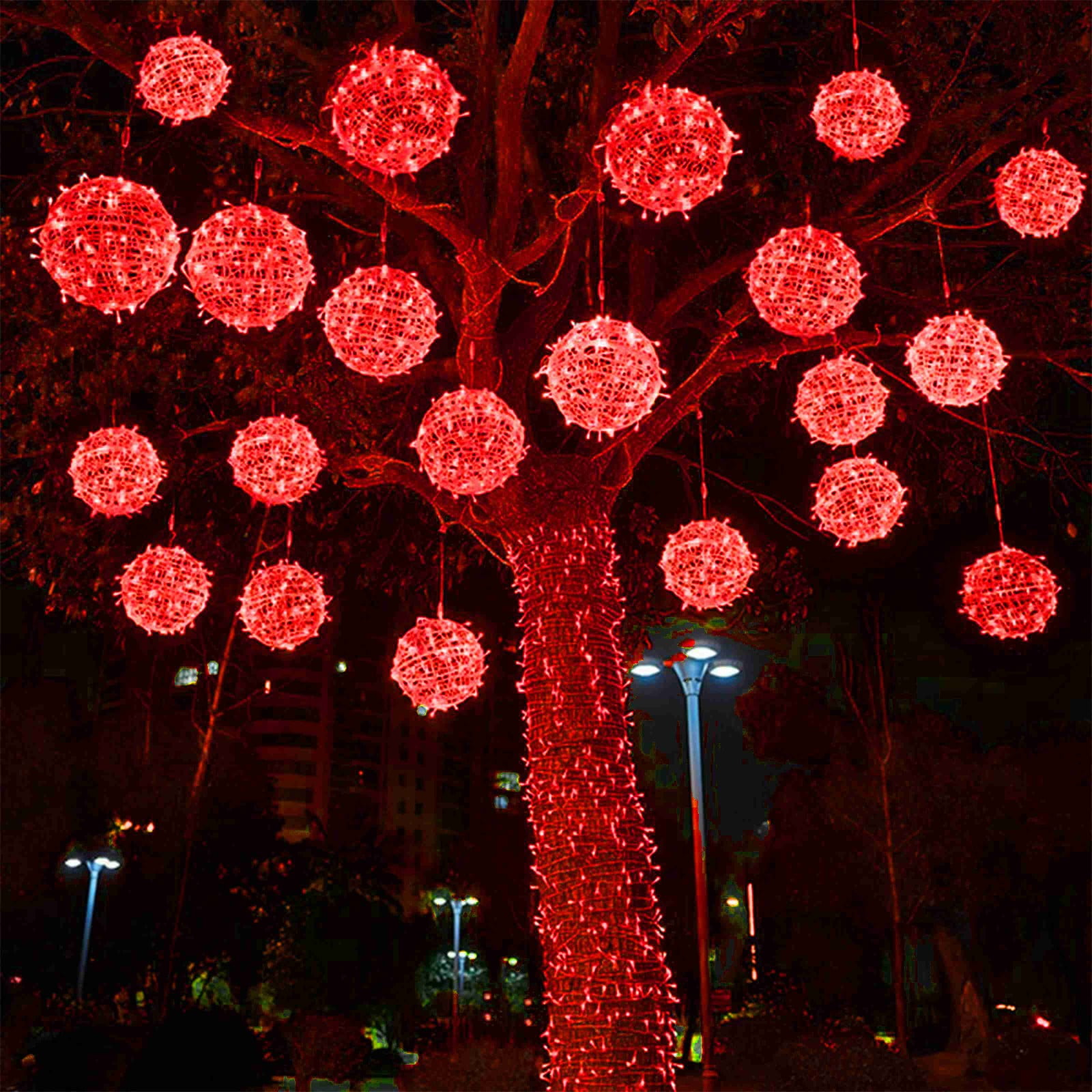 Solar Christmas Ball Lights for Tree Outdoor Lights Solar Sphere String Lights Outside for Window Garden Yard Porch Wedding Party Decorations