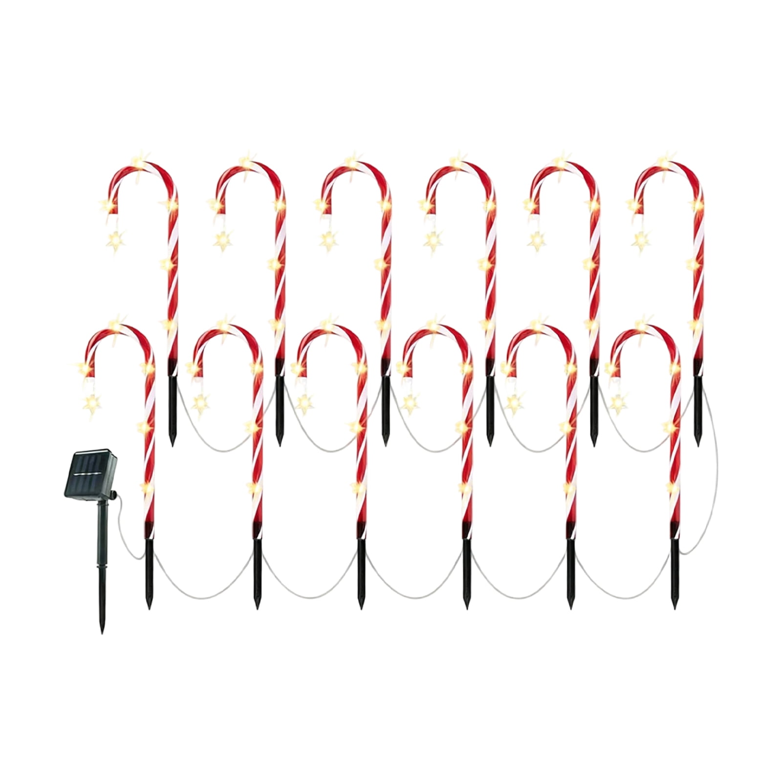 Solar Christmas Candy Cane LED Lights with Santa Decor, Outdoor Solar ...