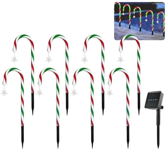 Solar Christmas Candy Cane Pathway Light,Christmas Decorations Outdoor,LED Candy Cane Stake Lamp,Waterproof Garden Light for Outdoor Yard Pathway Festival Decoration