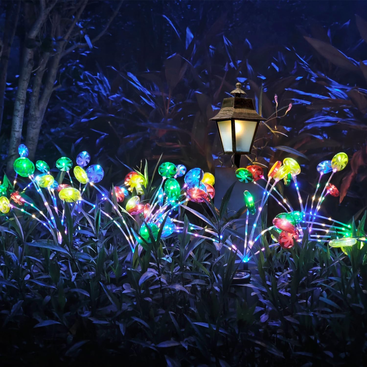 Solar Christmas Candy Lights Outdoor Decorations 2 Packs 16 LED Candy