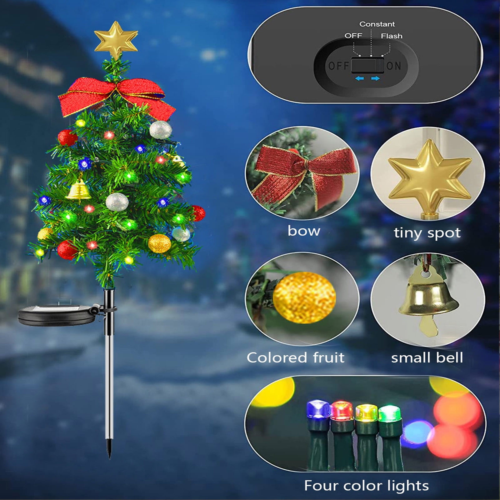 Solar Christmas Decoration Light Led Christmas Tree Plug In Light Outdoor Garden Decoration