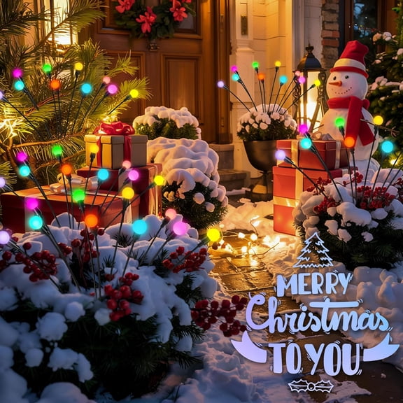 Solar Christmas Decorations, 80 LED Solar Christmas Lights Outdoor Waterproof, Garden Lights for Yard Porch Decor (8 Pack Multi-Colored)