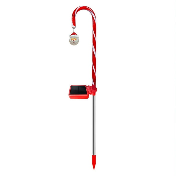 Solar Christmas Decorations Candy Cane Lights, Solar Xmas Pathway Markers Lights, Outdoor Decor Stake with Snowflowers & Santa,2 Modes LED Lights for Garden Patio Yard Lawn(B)