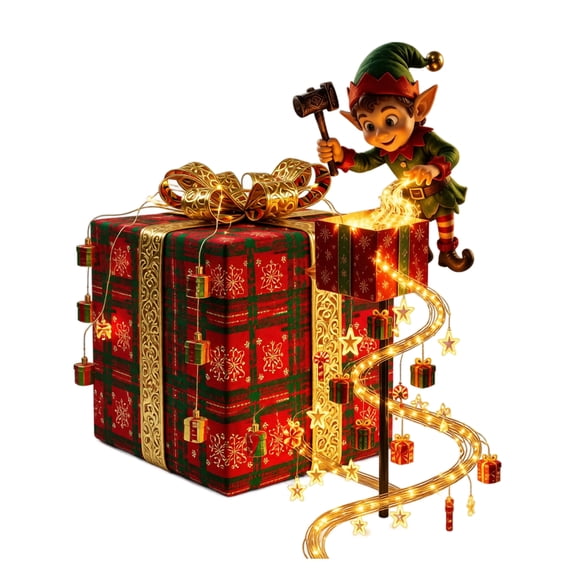 Solar Christmas Decorations Outdoor Elf Stake Light Warm White Holiday Fairy Light for Yard Porch Lawn Garden Pathway Outdoor Christmas Decor