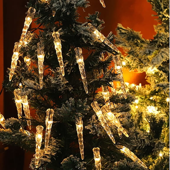 Solar Christmas Icicle Lights, 15.75Ft 20 LED Mini Waterproof 8 Mode Hanging Twinkling Crystal Ice String for Eaves Garden Wedding Halloween