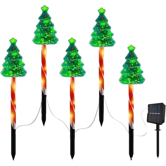 Solar Christmas Lights, 5 Pieces LED Christmas Tree, Outdoor Decoration, Garden Light Winter Decoration