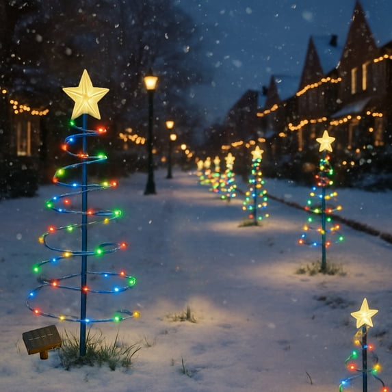 Solar Christmas Lights Christmas Tree Iron 8 Lighting Modes & Waterproof for Garden Patio Yard Walkway Christmas Decorations Outdoor by MPOISVA