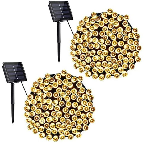 Solar Christmas Lights Outdoor, 2 Packs Total 144ft 400 LED Solar String Lights with 8 Mode, Outdoor Christmas String Light for Garden, Patio, Fence, Balcony, Xmas Tree Decor - Warm White