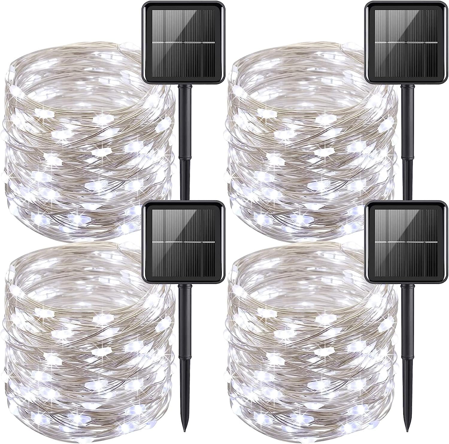 Solar Christmas Lights Outdoor 4 Pack 33ft 100 LED Solar String