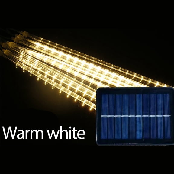 Solar Christmas Lights Outdoor, 8 Tube LED Solar Meteor Shower Lights Outdoor, Hanging Blue Christmas Light for Tree Icicle Garden Yard Patio Gazebo Party Xmas Decor