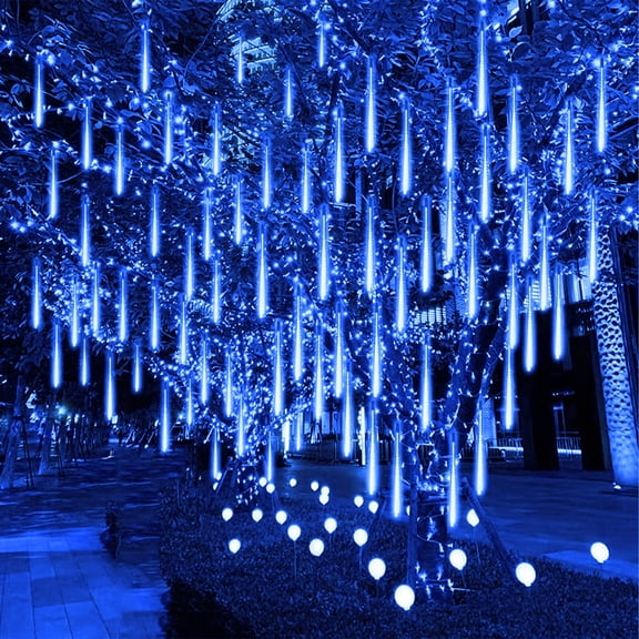 Solar Christmas Lights Outdoor, Waterproof LED Meteor Shower Lights Fairy String Lights 30cm 8 Tube 288 LED Icicle Falling Lights for Window Tree Xmas Wedding Party