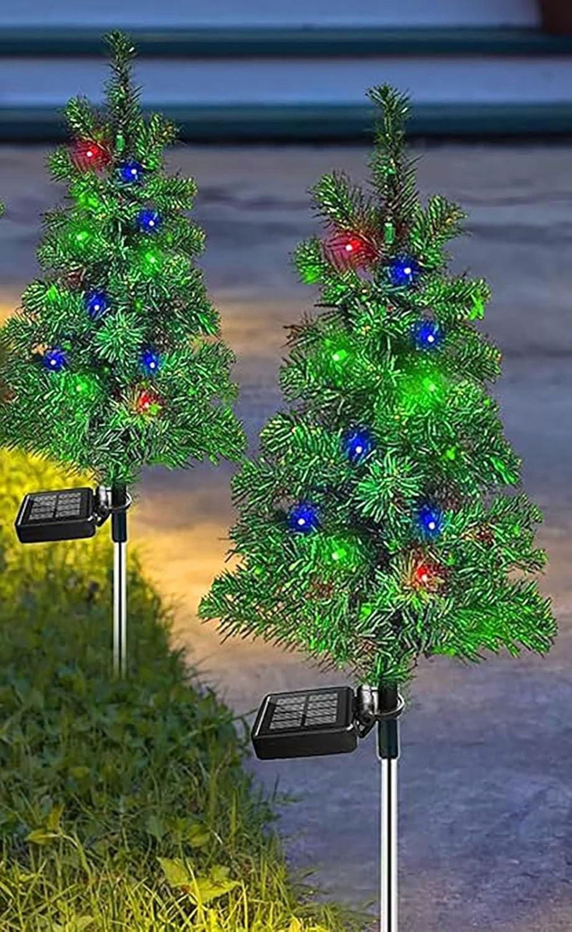 Solar Christmas Pathway Lights for Outdoor Decorations,Outside Christmas Tree Stake Lights,Waterproof Xmas Garden Stake Lights Patio Yard Garden Lawn Holiday Decor