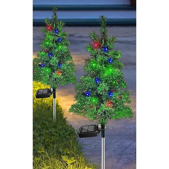 Solar Christmas Pathway Lights for Outdoor Decorations,Outside Christmas Tree Stake Lights,Waterproof Xmas Garden Stake Lights Patio Yard Garden Lawn Holiday Decor