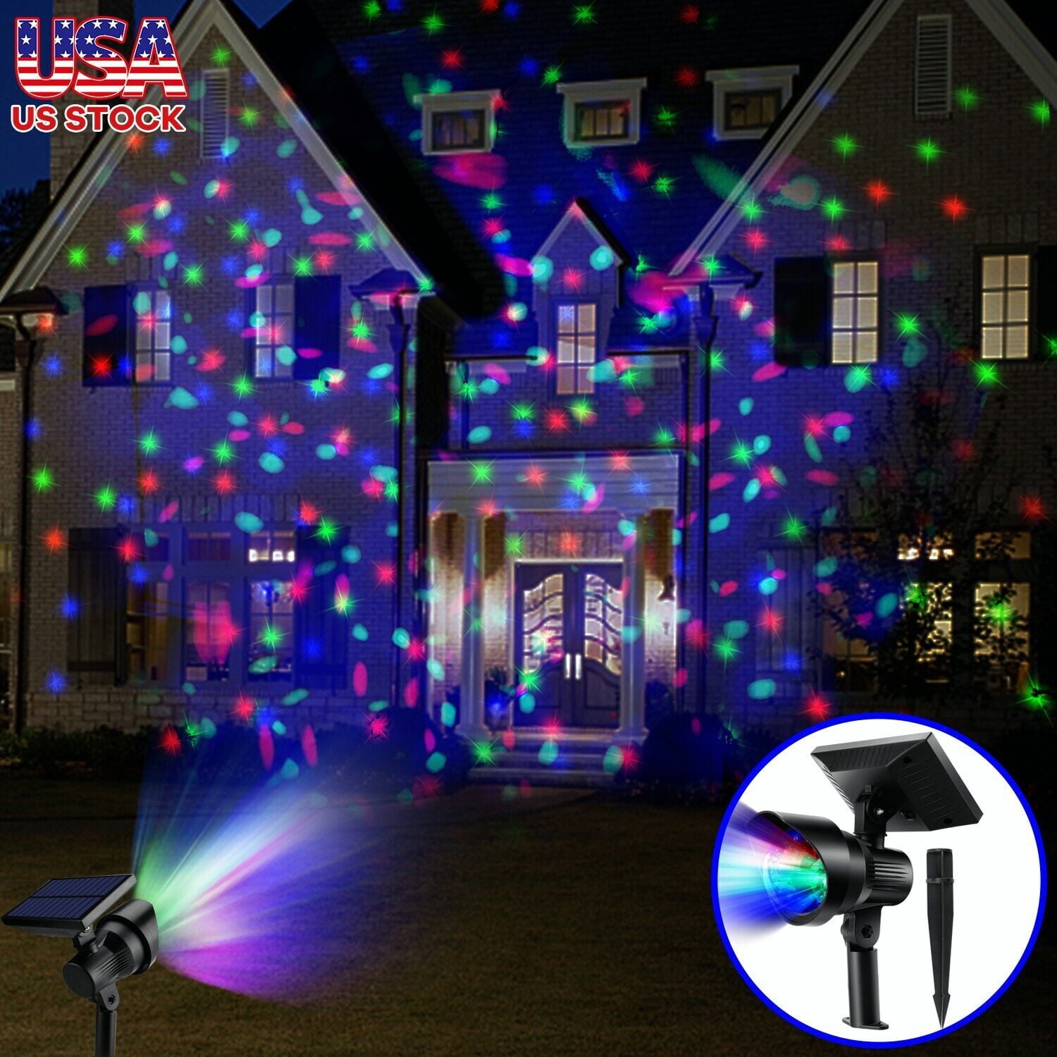 Solar Christmas RGB Star Projector Outdoor LED Xmas Moving Laser Light