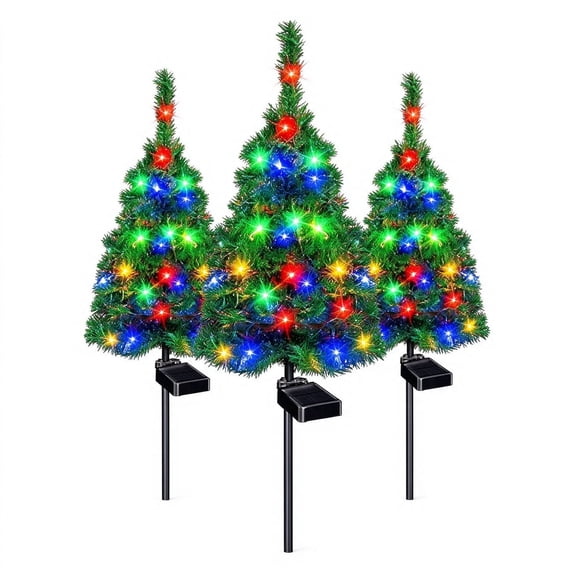 Led Panel Christmas Tree Solar Christmas Tree Garden Stake Light, Bright Multicolor LED Outdoor ...