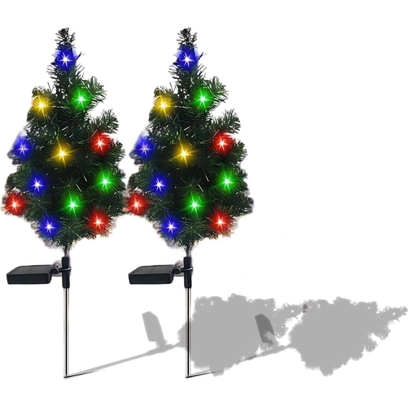 Solar Christmas Tree Garden Stake Light Outdoor, 29.5-Inch 20 LED IP65 Waterproof Xmas Tree Pathway Light for Yard, Patio, Lawn and Garden Decor