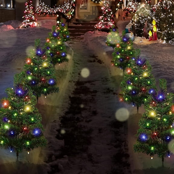Solar Christmas Tree Garden Stake Lights Waterproof Christmas Decorations Tree Lights Outdoor Xmas Tree Light Christmas dcor Pathway Lights Patio Yard (Color, 2pcs)
