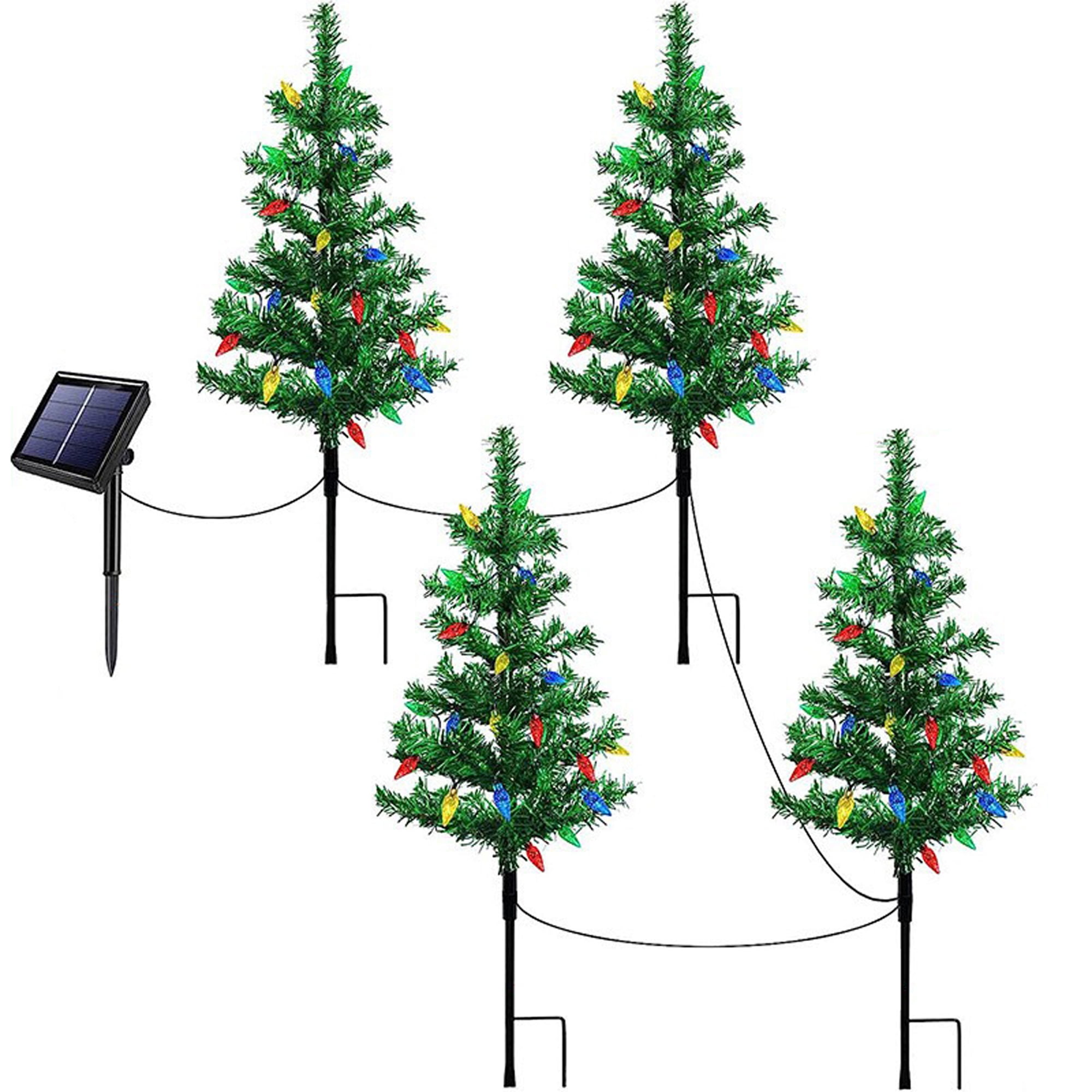Solar Christmas Tree Garden Stake Lights, Waterproof Solar Xmas Tree
