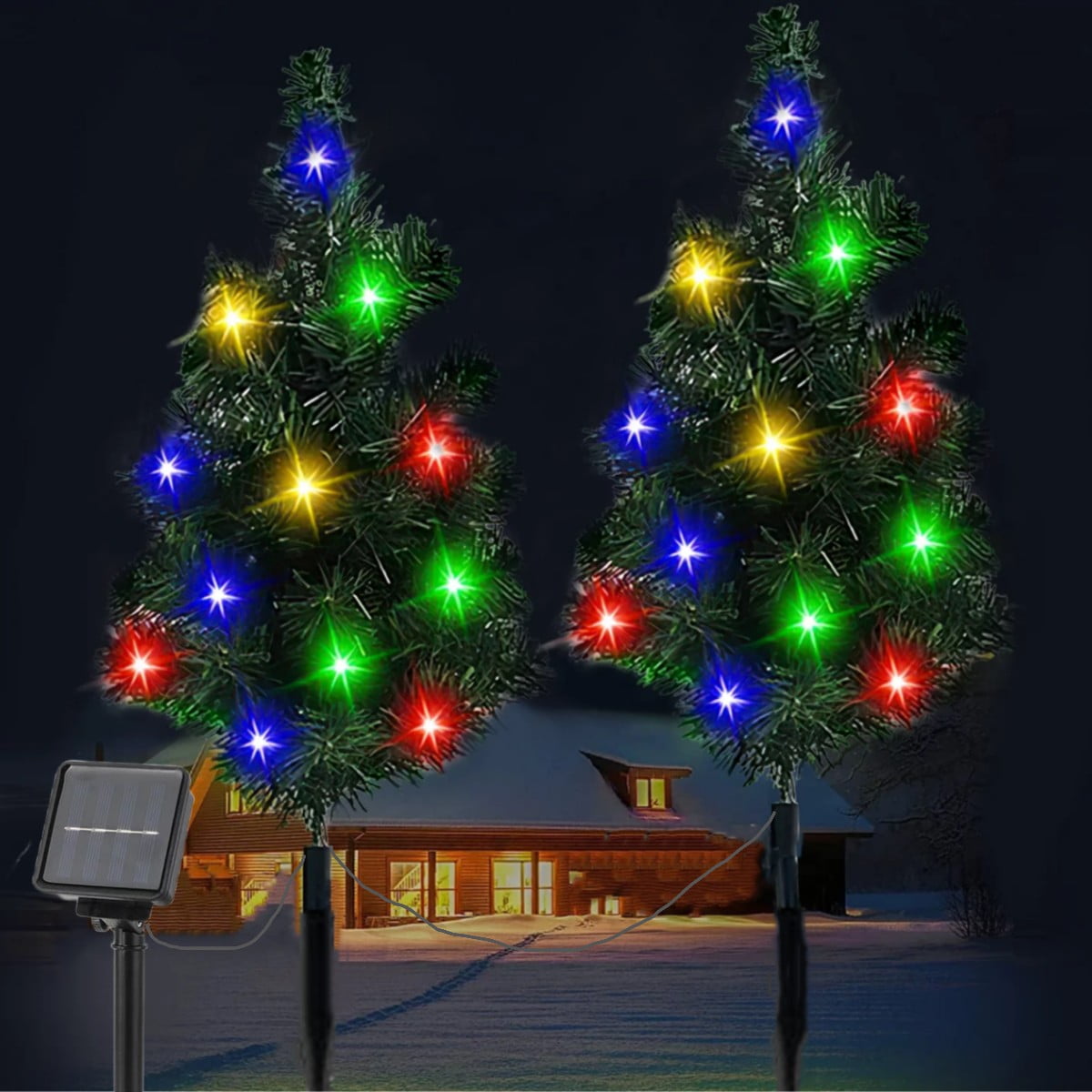Solar Christmas Tree Lights, 32 LED Waterproof Outdoor Landscape
