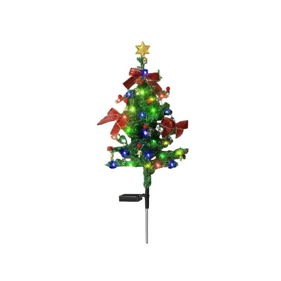 Solar Christmas Tree Lights Decorations Outdoor Waterproof, LED Lights Christmas Solar Stake Lights Cemetery Christmas Tree for Grave Pathway Outside Garden Yard Lawn