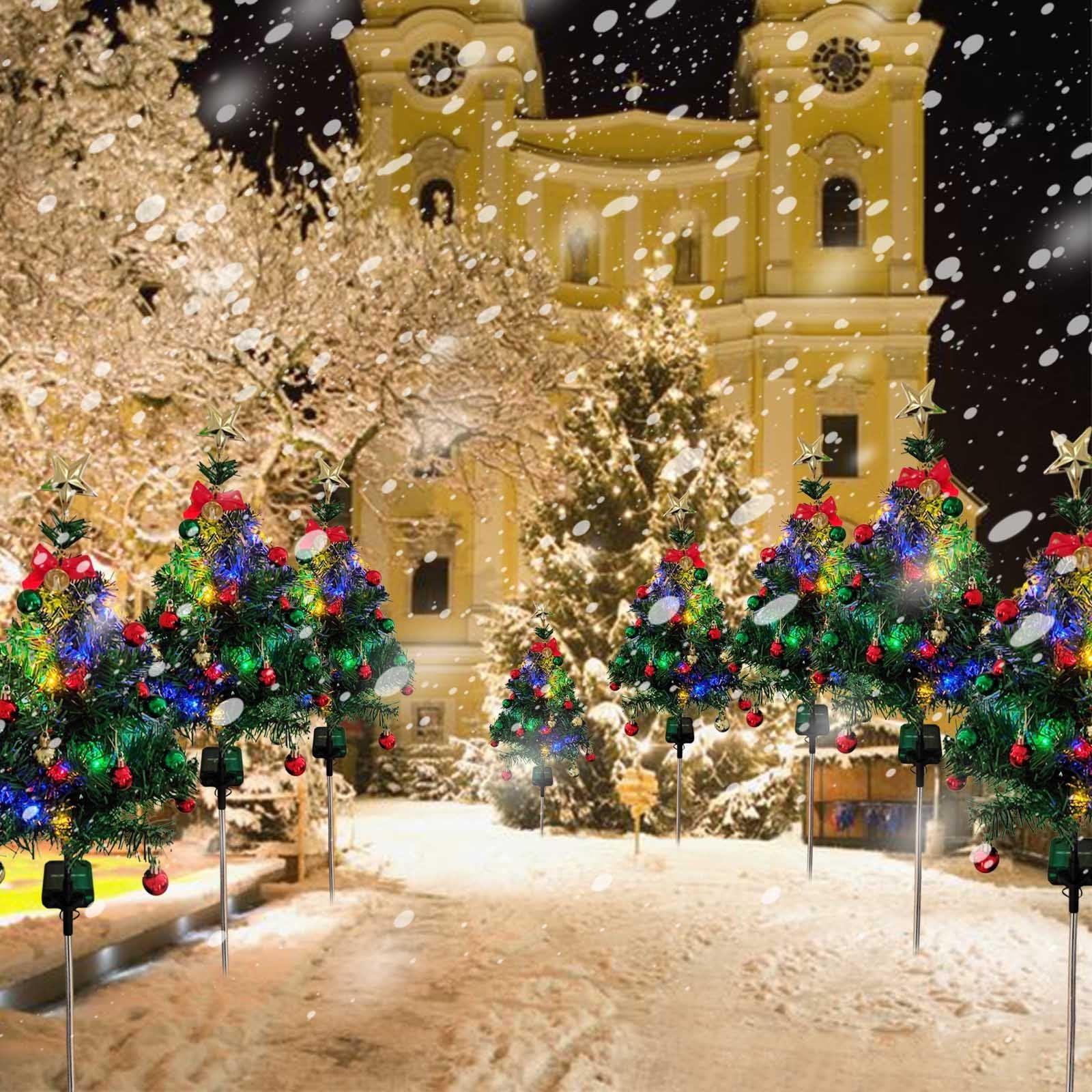 Solar Christmas Tree Lights Garden Decoration Ground Plug Led Color