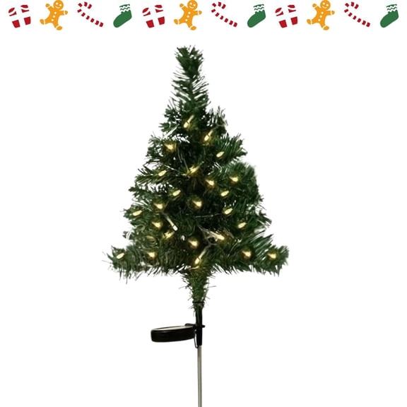 Solar Christmas Tree Lights Holiday Decorations, 4-in-1 Aurora Haven Outdoor LED Light, 4 Styles Optional Solar Powered, No Batteries, Easy Install Stake Lights for Garden Yard Patio Decor
