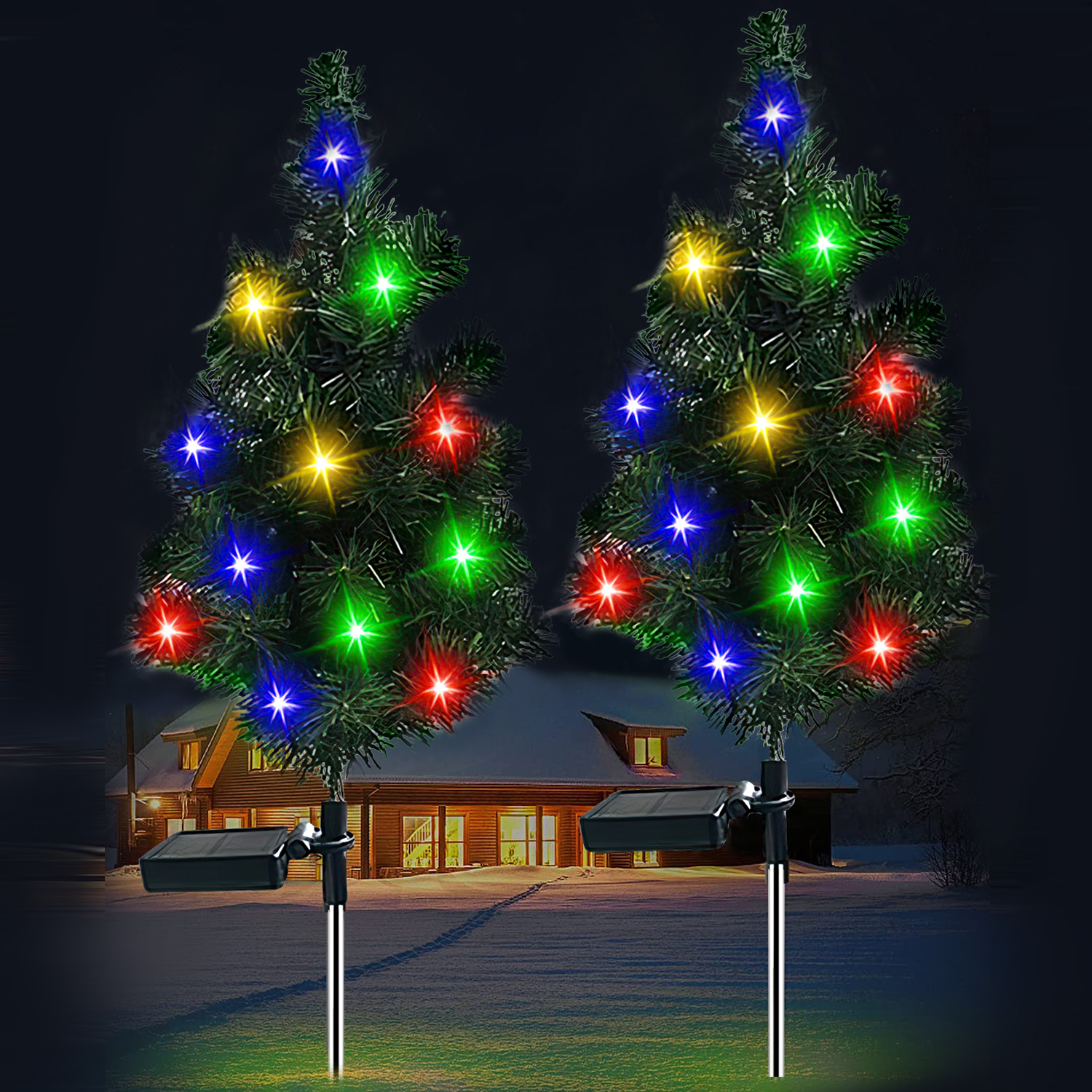 Solar Christmas Tree Lights, Waterproof Outdoor Landscape Pathway